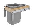 Rev-A-Shelf RS4WCTM-12BBSCDM1  Top Mount Trash Pull-Out with Soft Close, Single Bin in Solid Wood Frame, 35 QT - Silver Color