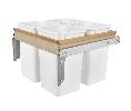 Rev-A-Shelf RS4WCTM-27-4  Top Mount Trash Pull-Out With Standard Close, Quad Plastic Bin in Solid Wood Frame, 4 x 27 QT - White Color