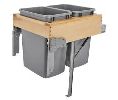 Rev-A-Shelf RS4WCTM-RM-2135DM2  Top Mount Trash Pull-Out with Soft Close, Double Plastic Bins with Rev-A-Motion, 2 x 35 QT - Silver Color