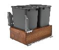 Rev-A-Shelf RS4WCWN-18DM2-SC  Double Trash Pull-Out w/Walnut Carriage & Orion Gray Bins, 2 x 35 QT