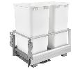 Rev-A-Shelf RS5149-1527DM-211  Bottom Mount Double Trash Pull-Out with Soft-Close, 2 x 27 QT - White Color