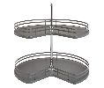 Rev-A-Shelf RS53472-32FOG-1  32" Kidney Shaped Lazy Susan, 2-Shelf Set w/Telescoping Shaft - Orion Gray Finish