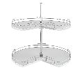 Rev-A-Shelf RS53472-32GR-1  32" Kidney Shaped Lazy Susan, 2-Shelf Set w/Telescoping Shaft - Gray Finish