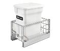 Rev-A-Shelf RS5349-15CKWH-1  Compo+ Bottom Mount Trash Pull-Out with Soft-Close, White Compost Bin, 6 Gallons