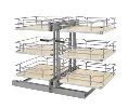 Rev-A-Shelf RS53PSP3-15SC-MP  3-Tier Blind Corner Optimizer with Soft Close, 15" Minimum Opening Width - Maple Finish