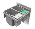 Rev-A-Shelf RS53TM-24GSCDM4-FL  Top Mount Trash Pull-Out w/Metal Lid and Soft-Close, Double 35 QT / Double 8 QT Trash Pull-Out w/Silver Bins