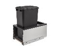 Rev-A-Shelf RS5LB-1230SSBL-118  Bottom Mount Trash Pull-Out w/Soft-Close, Single Black Bin & Stainless Steel Carriage w/Black Insert, 30 QT