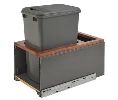 Rev-A-Shelf RS5LB-1550OGWN-113  Bottom Mount Trash Pull-Out w/Soft-Close, Single Orion Gray Bin & Orion Gray Carriage w/Walnut Insert, 50 QT