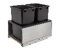 Rev-A-Shelf RS5LB-1835SSBL-218  Bottom Mount Double Trash Pull-Out w/Soft-Close, Double Bins & Carriage w/Black Insert, 2 x 35 QT - Black Color