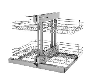 Rev-A-Shelf RS5PSP-18SC-CR  2-Tier Blind Corner Optimizer with Soft Close, 18" Minimum Opening Width - Chrome Finish