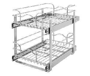 Rev-A-Shelf RS5WB2-1522-CR  Pot and Pan Open Two Tier Shelf Pull-Out Systems - Chrome Finish