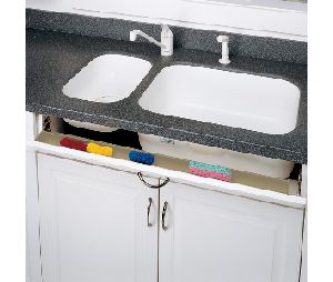 Rev-A-Shelf RS6541-36-11-ETH  Plastic Sink Tip-Out Tray, Slim Depth, No Tab Stops - White Finish - Pack