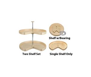 Rev-A-Shelf RSLD4BW-472-28-1  28" Wood Kidney Lazy Susans, Independently Rotating, Two Shelf Set