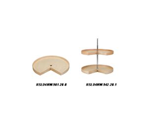 Rev-A-Shelf RSLD4NW-942-28-1  28" Wood Pie Cut Lazy Susans, Premium Lazy Daisy Natural Wood Dependently Rotating, Two Shelf Set