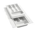 Rev-A-Shelf RSRT10-3H  Two-Tiered Cutlery & Drawer Insert Tray, Rolling Tray-Half - Glossy White Finish