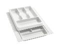 Rev-A-Shelf RSRT12-3H  Two-Tiered Cutlery & Drawer Insert Tray, Rolling Tray-Half - Glossy White Finish