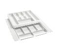Rev-A-Shelf RSRT18-3H  Two-Tiered Cutlery & Drawer Insert Tray, Rolling Tray-Half - Glossy White Finish