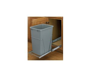 Rev-A-Shelf RSRV-12KD-17CS  Bottom Mount Trash Pull-Out With Standard Close, Single Plastic Bin, 35 QT - Silver Color
