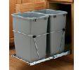 Rev-A-Shelf RSRV-15KD-18CS  Bottom Mount Trash Pull-Out with Soft-Close, Double Plastic Bin, 2 x 27 QT - Black Color