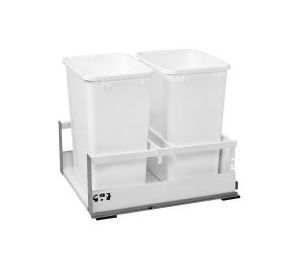 Rev-A-Shelf RSTWCSC-21DM-2  Bottom Mount Double Trash Pull-Out, Without SERVO-DRIVE, 2 x 35 QT - White Color