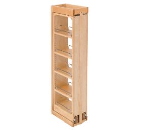 Rev-A-Shelf RSKW432-WF-6C 6" Wide Wall Cabinet Filler-Ball Bearing, with Adjustable Shelves - Wood Finish