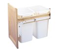 Rev-A-Shelf RS4WCTM-24DM2-162 Double Bin, Top Mount Trash Pull-Out, 1-5/8" Face Frame, 35 QT - White Color