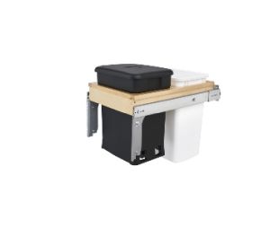 Rev-A-Shelf RS4WCTM18CKBKSCDM2 Double Bin, Top Mount Trash Pull-Out, (1) 6 Gallon Bin & (1) 35 QT Bin - Black Color