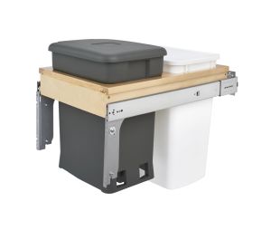 Rev-A-Shelf RS4WCTM18CKOGSCDM2 Double Bin, Top Mount Trash Pull-Out, (1) 6 Gallon Bin & (1) 35 QT Bin - Orion Gray Color