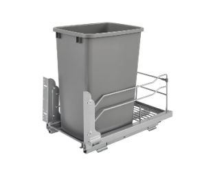 Rev-A-Shelf RSRM53WC1535SCDMA1 Bottom Mount Single Bins Pull-Out Assembled Carriage w/Soft-Close, 35 QT - Silver Finish - 24 per Box