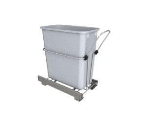 Rev-A-Shelf RSRUKD-820-1 Bottom Mount Trash Pull-Out With Chrome Wire, Single Plastic Bin, 20 QT - Gray Color