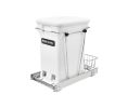 Rev-A-Shelf RSRV-12KD-CKWH-S Bottom Mount Chrome Wire Compost Pull-Out w/Full Extension Slides, Single Compost + Bin - White Color