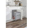 Rev-A-Shelf RSRUKD-1420RB-1 Bottom Mount Trash Pull-Out With Chrome Wire, Single Plastic Bin, 20 QT - Gray Color