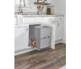 Rev-A-Shelf RSRUKD-1432RB-1 Bottom Mount Trash Pull-Out With Chrome Wire, Single Plastic Bin, 32 QT - Gray Color
