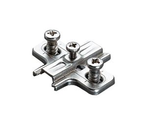 Salice America UBB2VGH3917 Economy Slide-On Mounting Plate, Pre-Mounted Euro Screw Attachment 3mm Height - Nickel-Plated Finish