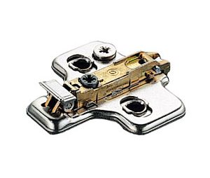 Salice America UBBAR3RU9 Clip-On Hinge Mounting Plate, Screw-On, F/B Series, 27mm Height, Die-Cast Steel Material - Nickel-Plated Finish