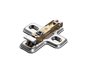Salice America UBBAV3EV9F Clip-On Hinge Mounting Plate, Screw-On, F/B Series, 18mm Height, Die-Cast Steel Material - Nickel-Plated Finish