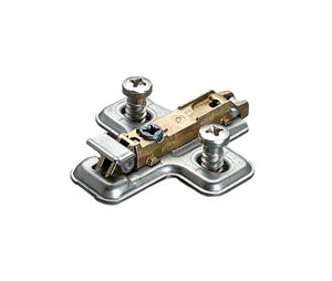 Salice America UBBAVGEV9F16  Clip-On Hinge Mounting Plate, Pre-Mounted Euro Screws, F/B Series, 18mm Height, Die-Cast Steel Material - Nickel-Plated Finish
