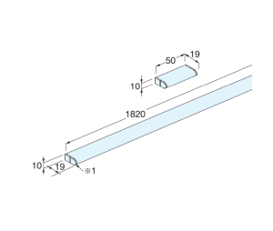 Sugatsune America SLEX012/21 Profile Rail, Fluqs® 250/270 Wall Shelving System, 71-5/8" Length - Anodized Aluminum Finish