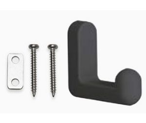 Sugatsune America SLPXB-GR05-111-BL Rubber Decorative Single Hook, 2" Long - Black Finish