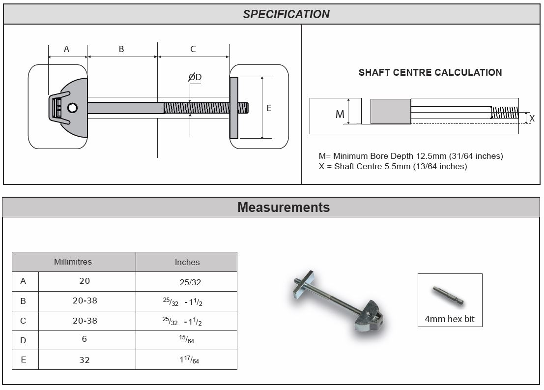 Zipbolt SC4MMBIT 4mm Hex Drive Bit, Zipbolt™ TiteJoint Fasteners
