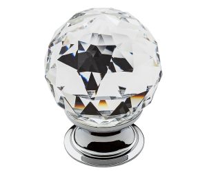 Baldwin 4336.260.S Swarovski Crystal Cabinet Knob, 1.56" Diameter - Polished Chrome Finish