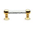Baldwin 4349.030 Crystal Cabinet Pull, 3" Center to Center - Polished Brass Finish
