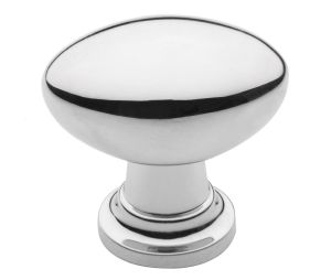 Baldwin 4910.260.BIN Oval Cabinet Knob, 1.125" x .75" Diameter - Polished Chrome Finish