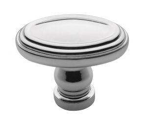 Baldwin 4915.260.BIN Decorative Oval Cabinet Knob, 1" x 1.5" Diameter - Polished Chrome Finish
