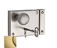 Baldwin 5704.060 Small Horizontal Cylinder Rim Lock - Satin Brass and Brown