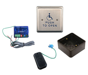 BEA PUSH PLATE 45S 433 Push Plate Package with 433 MHz Transmitters and Receivers - 4.5" Square