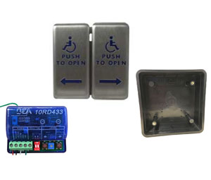 BEA VESTIBULE PACKAGE 433 Vestibule Push Plate Package with 433 MHz Transmitters & Recievers