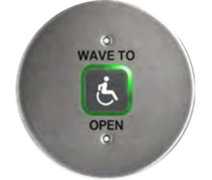 BEA 10MS41-RA Magic Switch® Stainless Steel Round Touchless Actuator – Text + Accessibility Logo