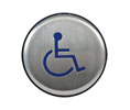 BEA 10EMR475L Panther 4-3/4" Round Slim Profile Push Plate, Blue Handicap Logo Only