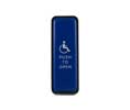 BEA 10PBJ1B 1 1/2" x 4 3/4" Jamb Blue Push Plate with White Handicap Logo & White "Push to Open" Text